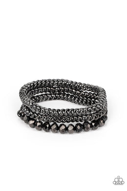 Gutsy and Glitzy - Black Gunmetal Stretchy Bracelets