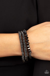 Gutsy and Glitzy - Black Gunmetal Stretchy Bracelets