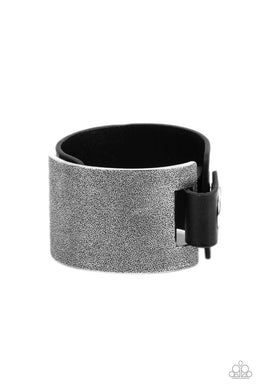 Studded Synchronism - Black Adjustable Snap Closure Bracelet