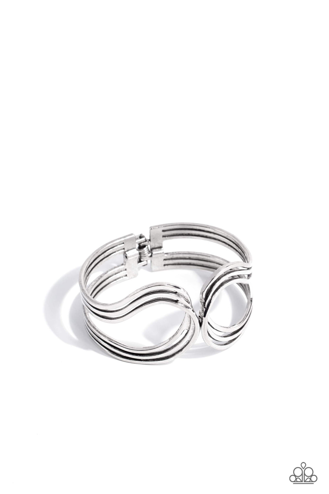 Shockwave Attitude - Silver Hinged Bracelet