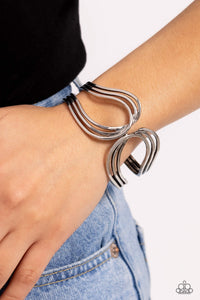 Shockwave Attitude - Silver Hinged Bracelet