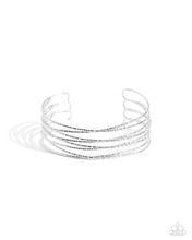 Load image into Gallery viewer, Monochromatic Crossover - Silver Cuff Bracelet