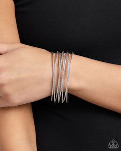 Monochromatic Crossover - Silver Cuff Bracelet