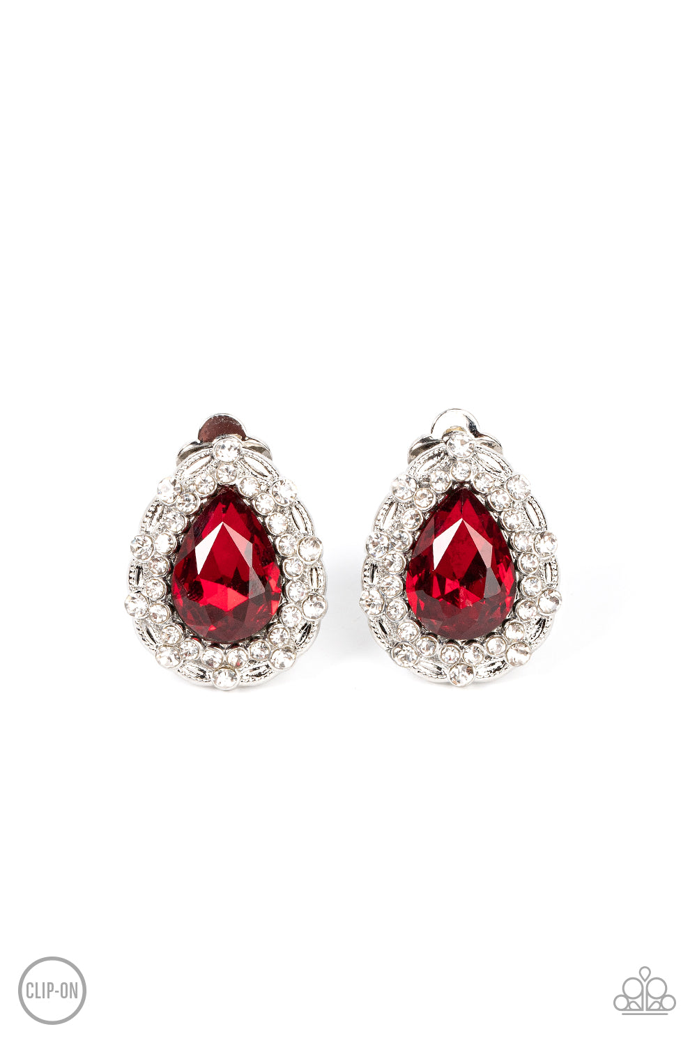 Haute Happy Hour - Red Clip-On Earrings