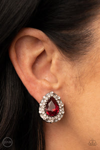 Haute Happy Hour - Red Clip-On Earrings