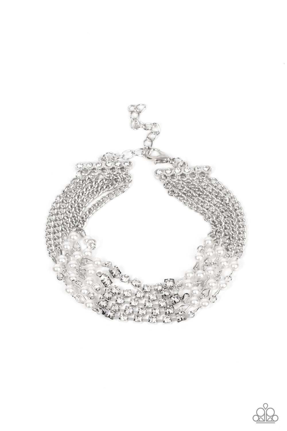 Experienced in Elegance - White Adjustable Clasp Closure Bracelet