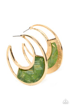 Load image into Gallery viewer, Contemporary Curves - Green Hoop Earrings