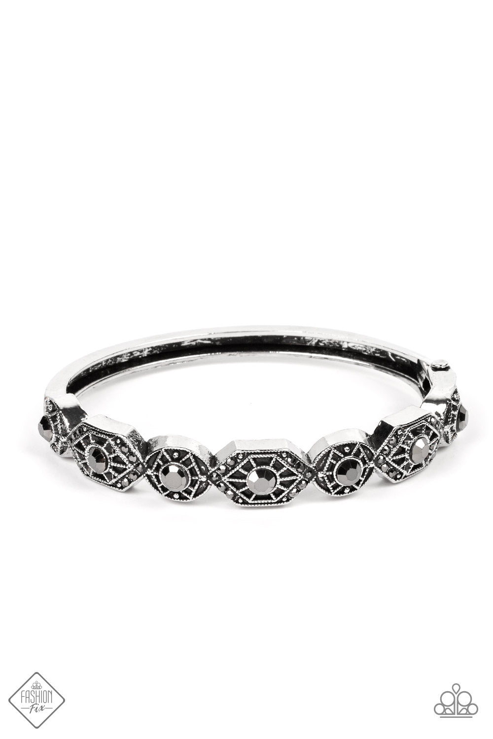 Eye-Opening Opulence - Silver Hinged Bracelet