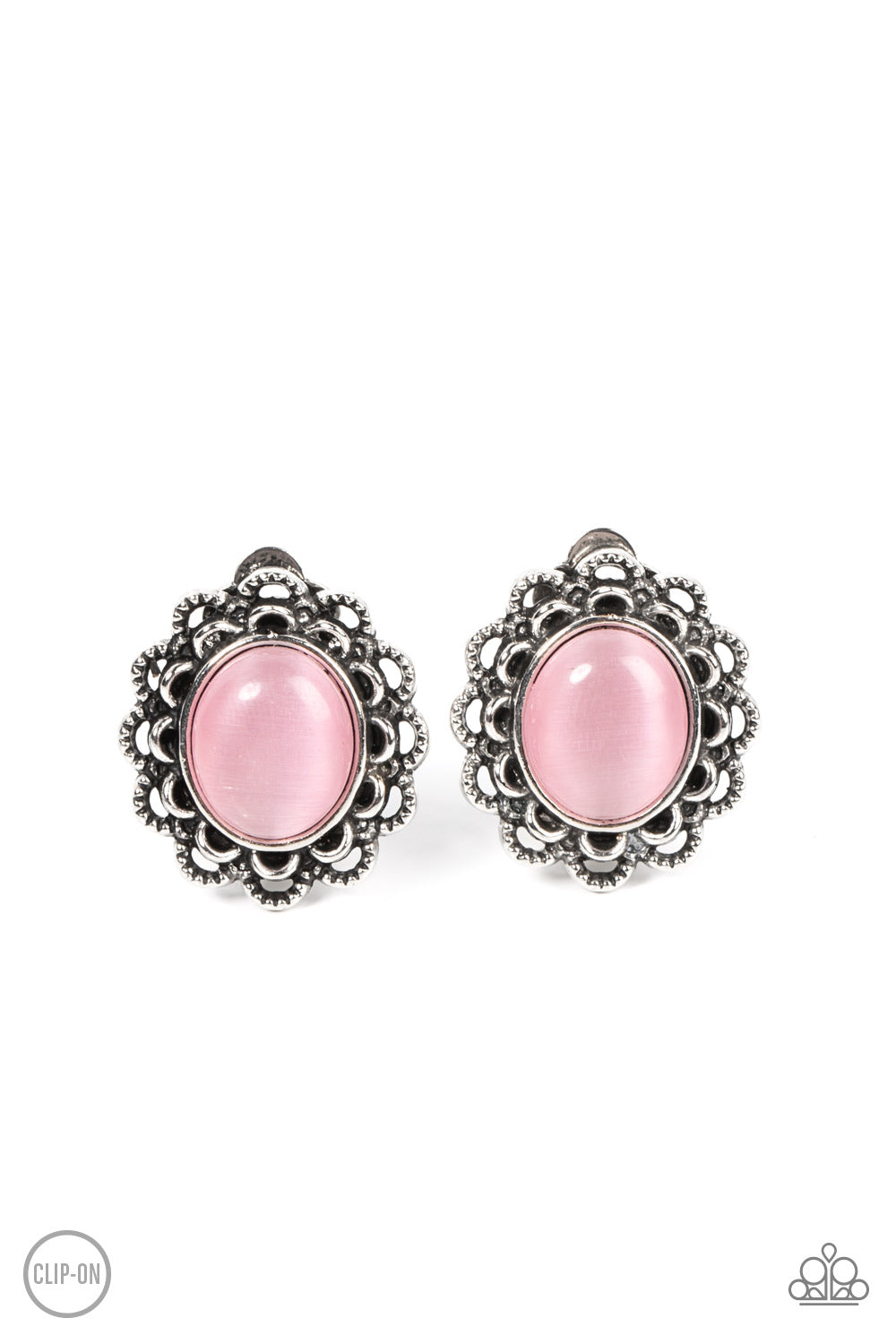 Garden Gazebo - Pink Clip-On Earrings