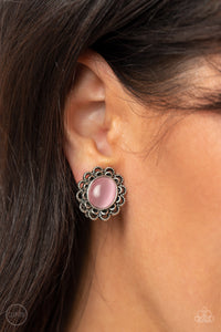 Garden Gazebo - Pink Clip-On Earrings