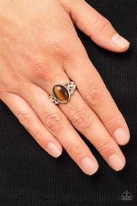 Crystals and Cats Eye - Brown Dainty Ring