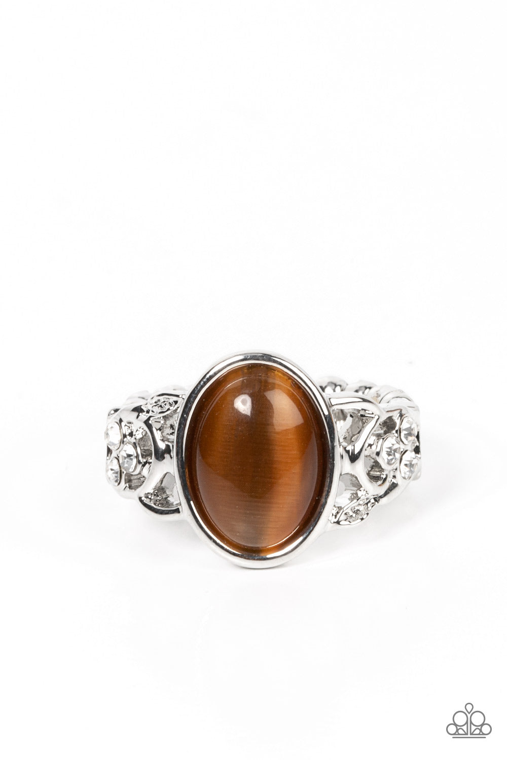 Crystals and Cats Eye - Brown Dainty Ring