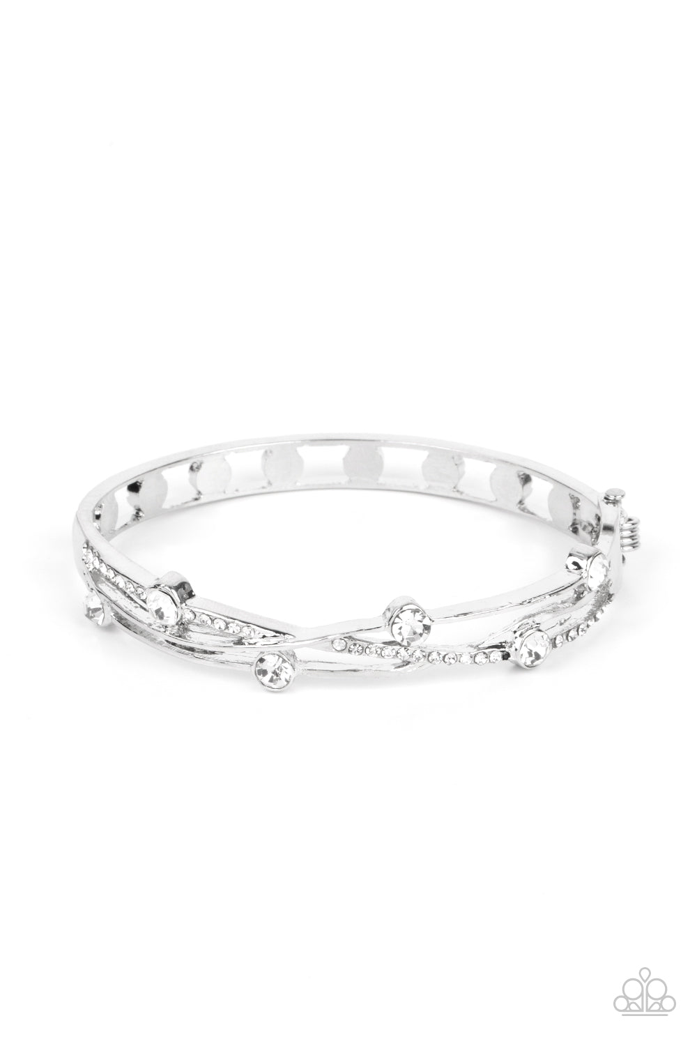 Slammin Sparkle - White Hinged Bracelet