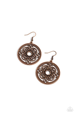 Mandala Meditation - Copper Earrings