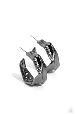 Cutting Edge Couture - Black Gunmetal Hoop Earrings