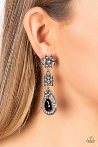 Floral Fantasy - Black Post Earrings