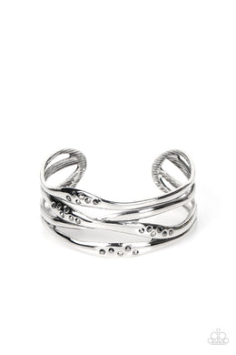 Line It Up - Silver Cuff Bracelet