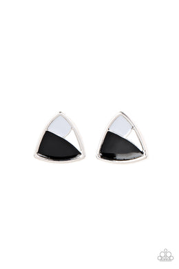 Kaleidoscopic Collision - Black Post Earrings