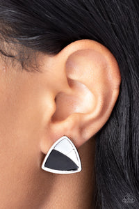 Kaleidoscopic Collision - Black Post Earrings