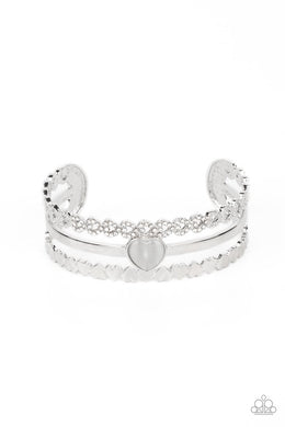 You Win My Heart - White Cuff Bracelet