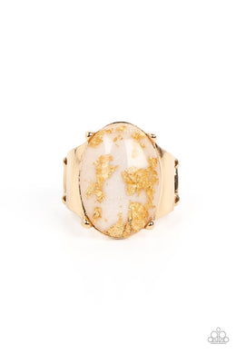 Gold Leaf Glam - White Ring