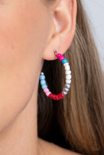 Load image into Gallery viewer, Multicolored Mambo - Pink Hoop Earrings