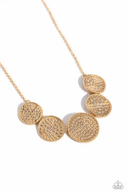 Medaled Mosaic - Gold Necklace