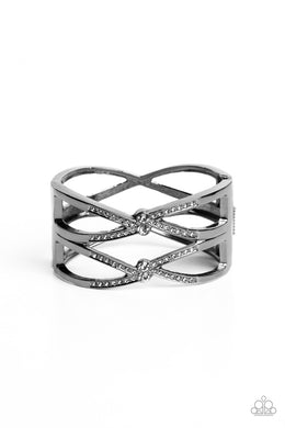 Entrancing Etiquette - Black Gunmetal Hinged Bracelet