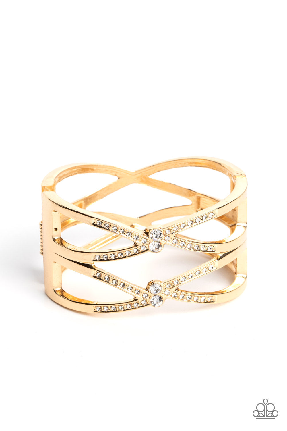 Entrancing Etiquette - Gold Hinged Bracelet