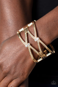 Entrancing Etiquette - Gold Hinged Bracelet