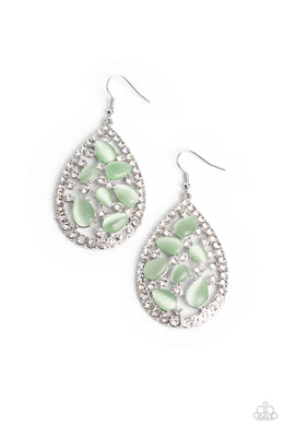 Cats Eye Class - Green Earrings