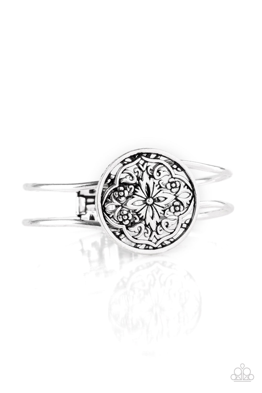 Mandala Majesty - Silver Hinged Bracelet