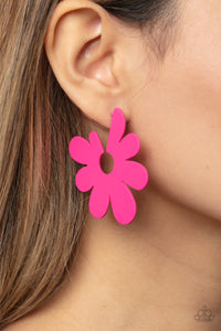 Flower Power Fantasy - Pink Hoop Earrings