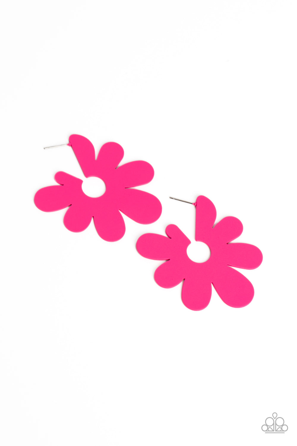 Flower Power Fantasy - Pink Hoop Earrings