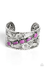 Load image into Gallery viewer, Still FLORAL Stones - Purple Cuff Bracelet