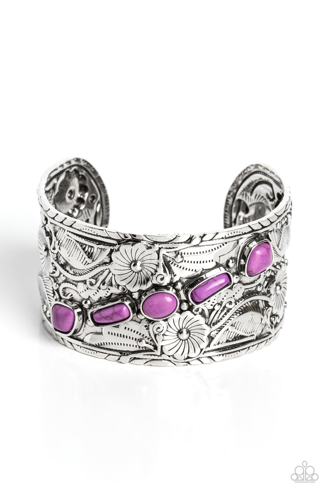 Still FLORAL Stones - Purple Cuff Bracelet