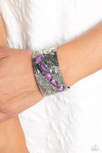 Load image into Gallery viewer, Still FLORAL Stones - Purple Cuff Bracelet