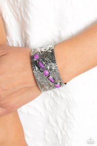 Still FLORAL Stones - Purple Cuff Bracelet