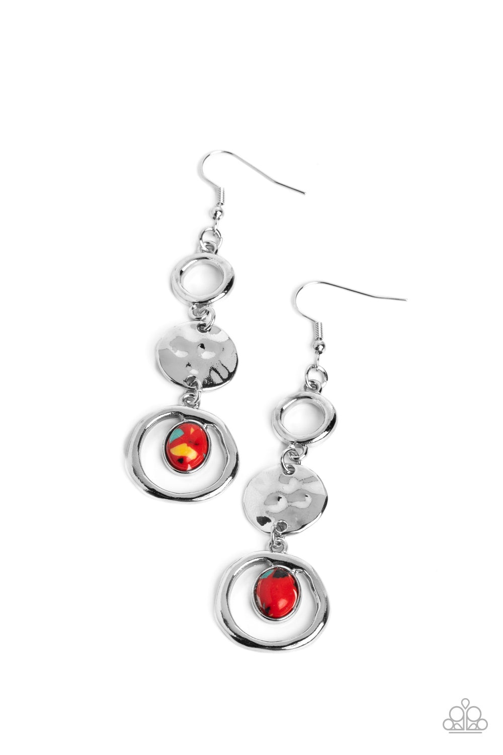 Marble Montage - Red Earrings