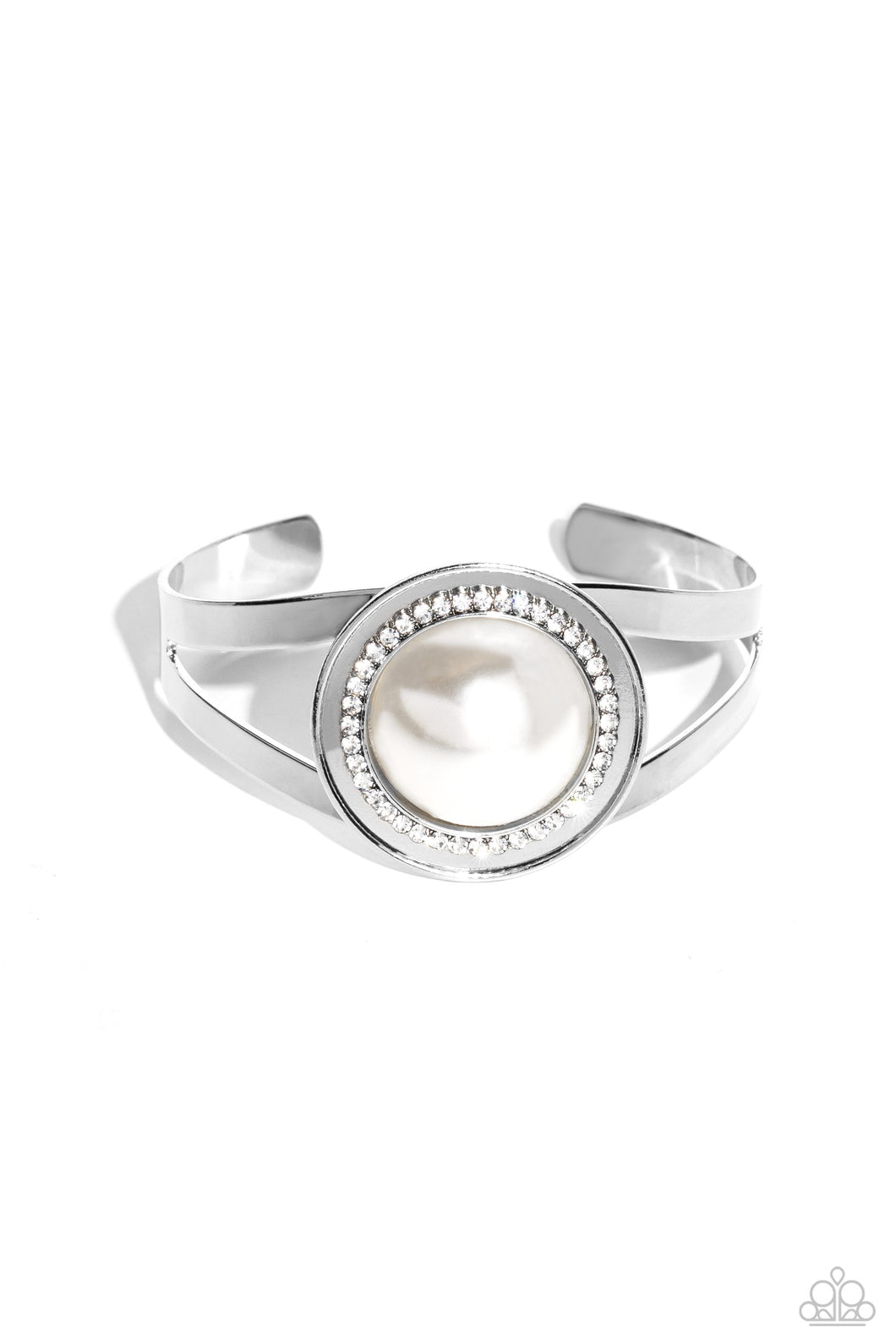 Put On The GLITZ - White Cuff Bracelet