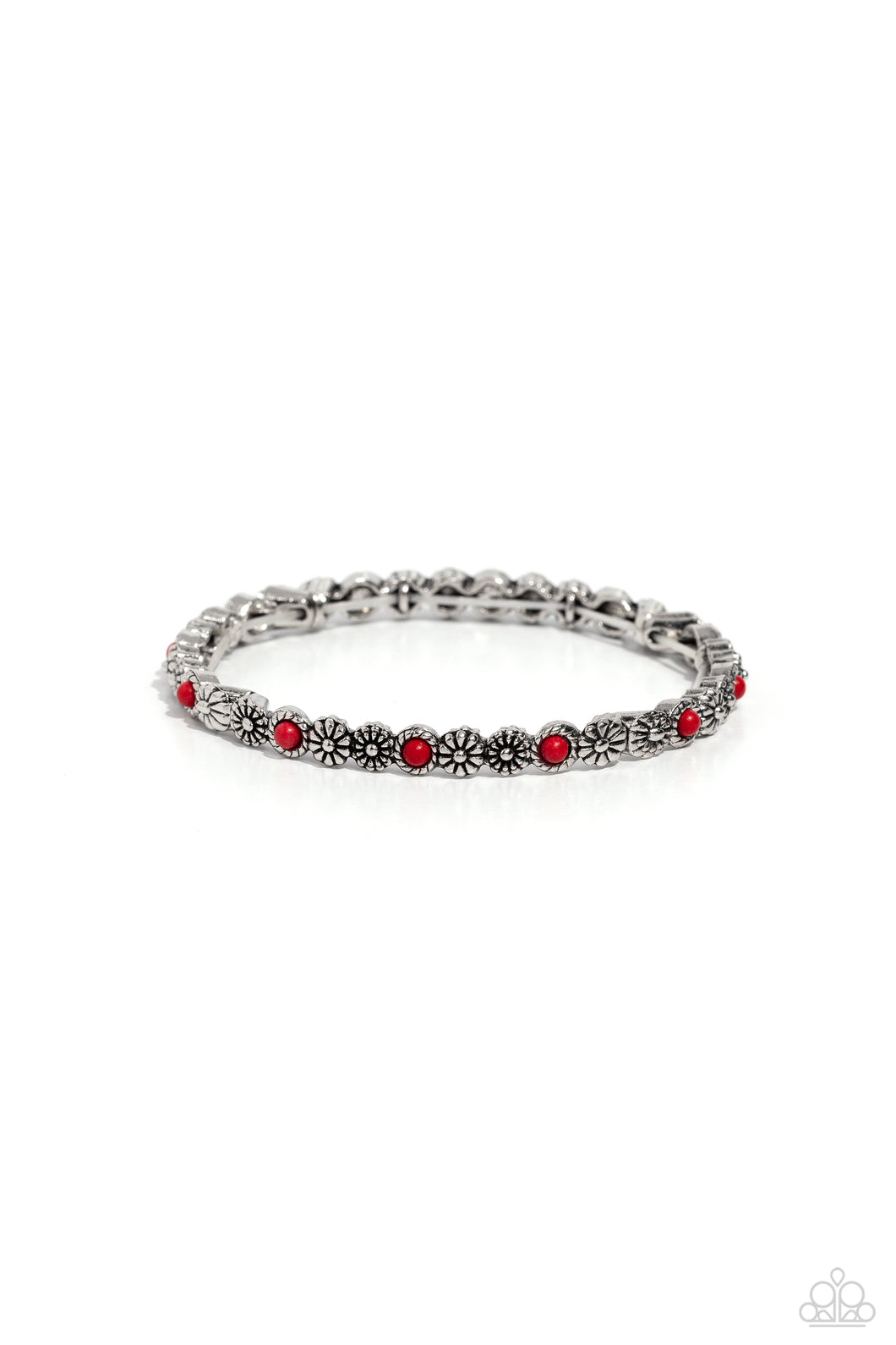 Floral Fast Lane - Red Stretchy Bracelet