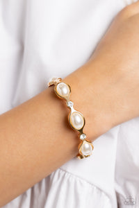 Are You Gonna Be My PEARL? - Gold Hinged Bracelet