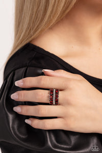 Staggering Stacks - Red Dainty Ring