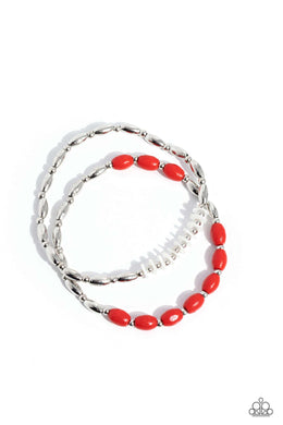 WOOD Luck - Red Stretchy Bracelets