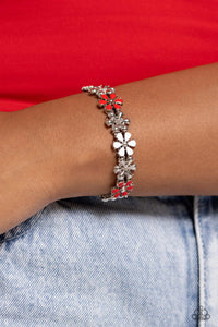 Floral Fair - Red Stretchy Bracelet