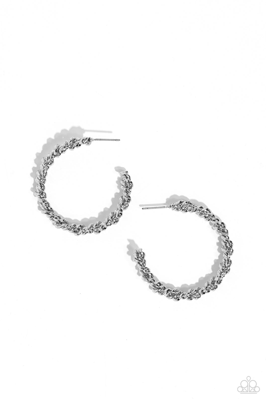 Braided Bravado - Silver Hoop Earrings