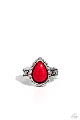 Scalloped Showcase - Red Dainty Ring