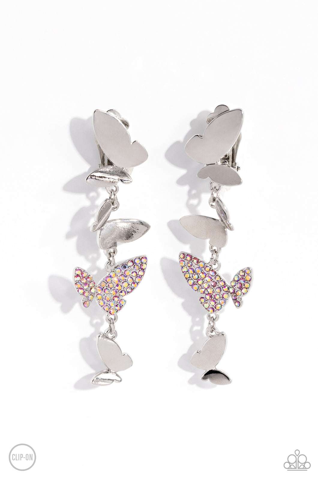 Flying Flashy - Pink Clip-On Earrings