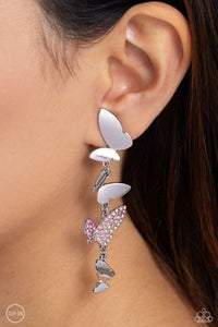 Flying Flashy - Pink Clip-On Earrings