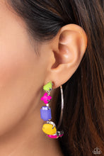 Load image into Gallery viewer, Geometric Gamer - Pink Hoop Earrings